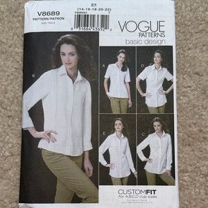 Vogue plus size women's blouse sewing pattern